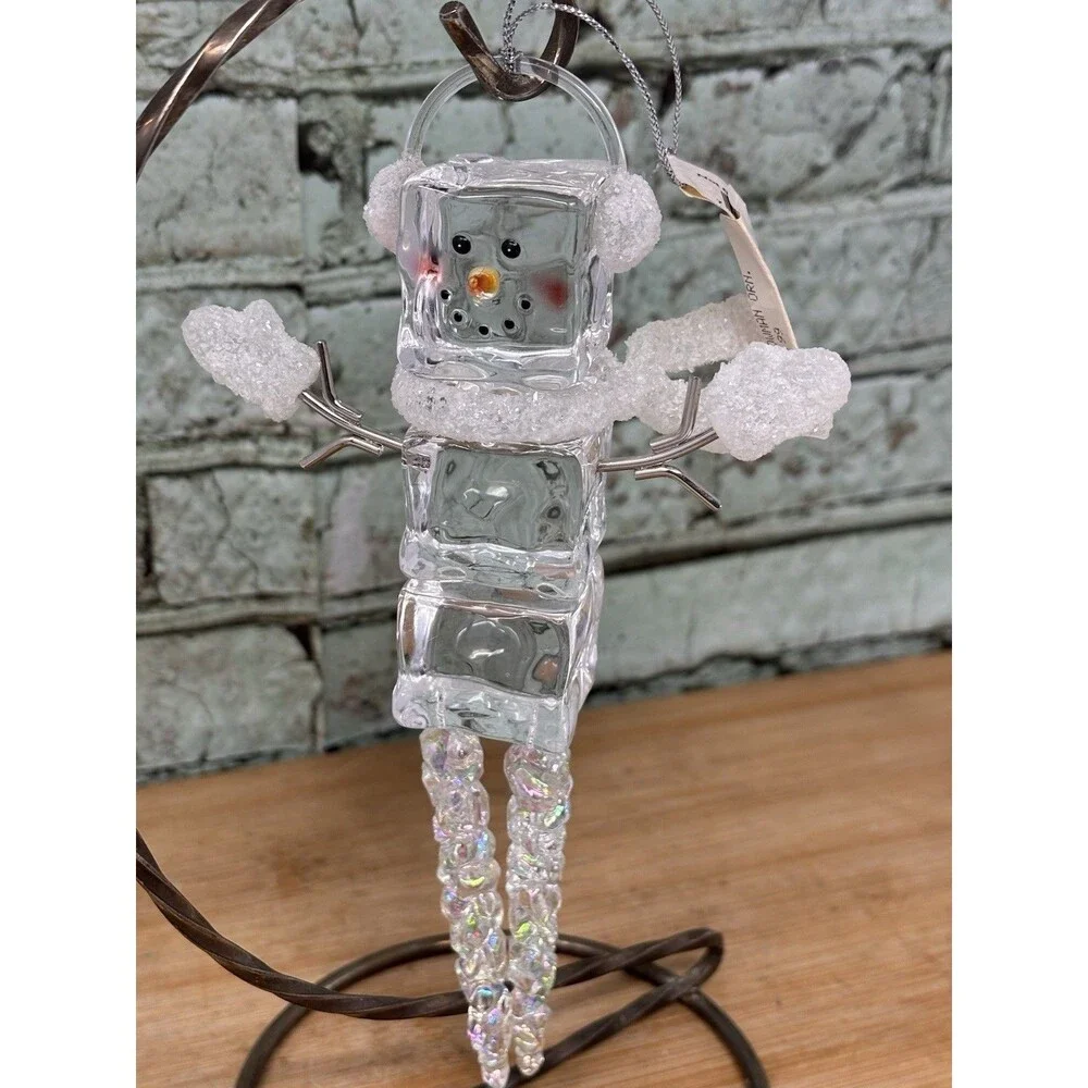 Ice Cube Snowman Acrylic Christmas Ornament Icicle Legs Midwest Of Cannon Falls